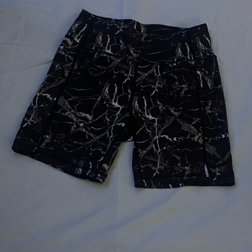 Black Marble Print Shorts